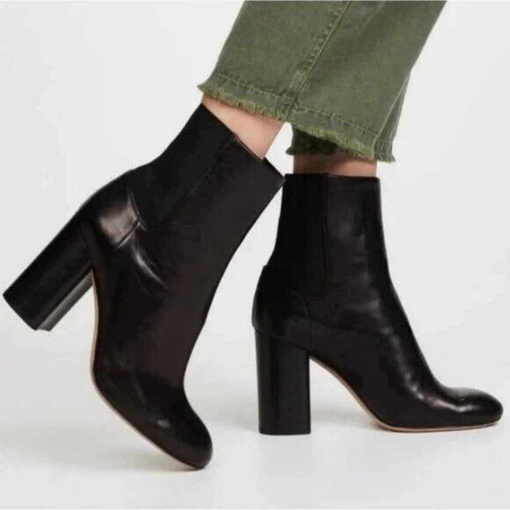 Rag & Bone Agnes Leather Heeled Ankle Booties in Black Italy 8.5